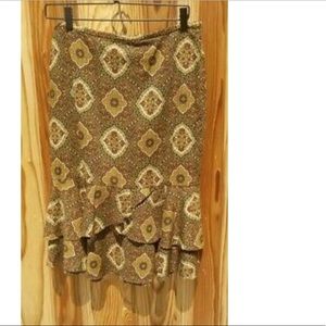 Loft paisley ruffle skirt